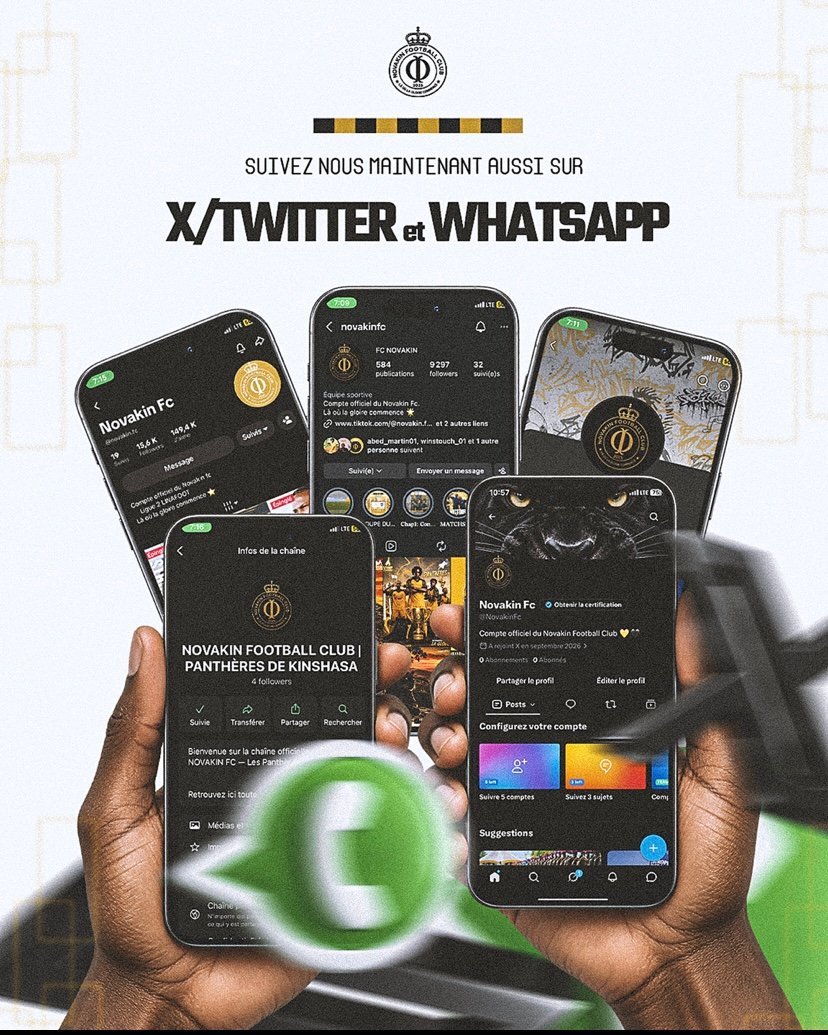 Le NOVAKIN FC élargit sa communication : désormais sur X (Twitter) et WhatsApp