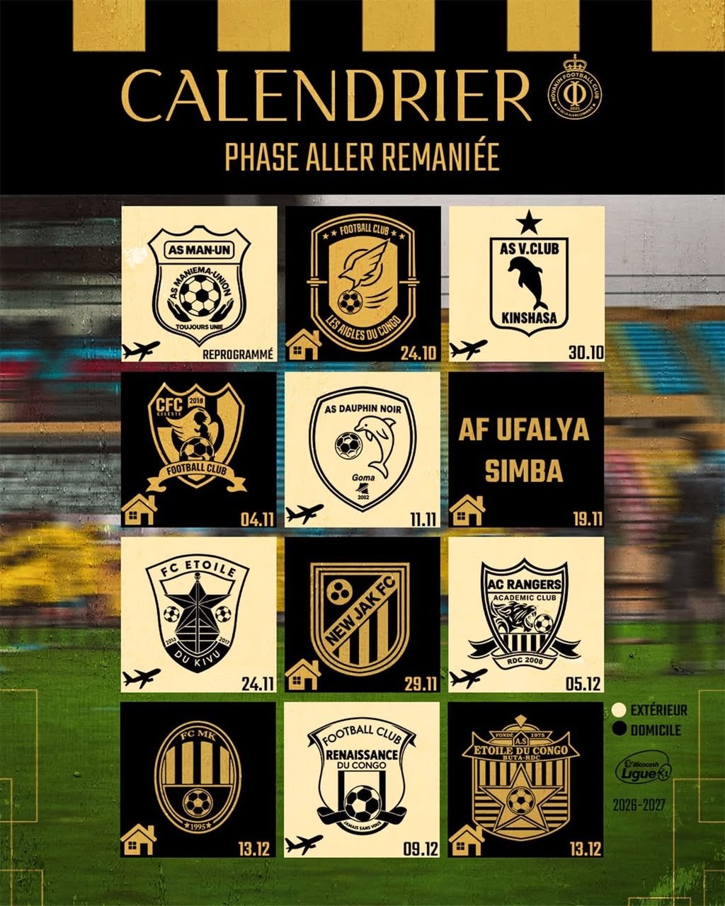 Nouveau calendrier : Le NOVAKIN FC débutera face aux Aigles du Congo